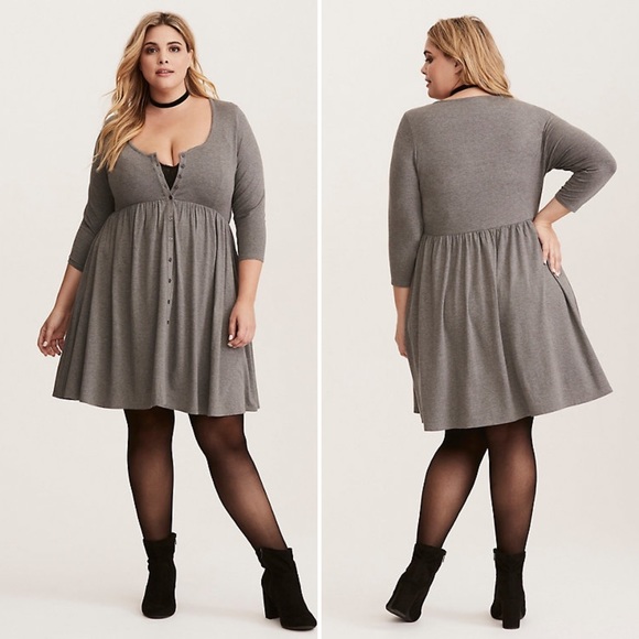 torrid Dresses & Skirts - Torrid | Gray Jersey Knit Button Front Dress 3X